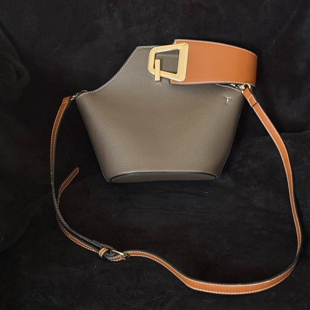 Brown PU Leather Bucket Bag - Small Crossbody NWOT